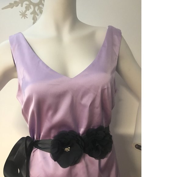 Le Chateau Stretchy Satin Lilac Lavender Bodycon Cocktail Wedding Formal dress - Picture 4 of 9